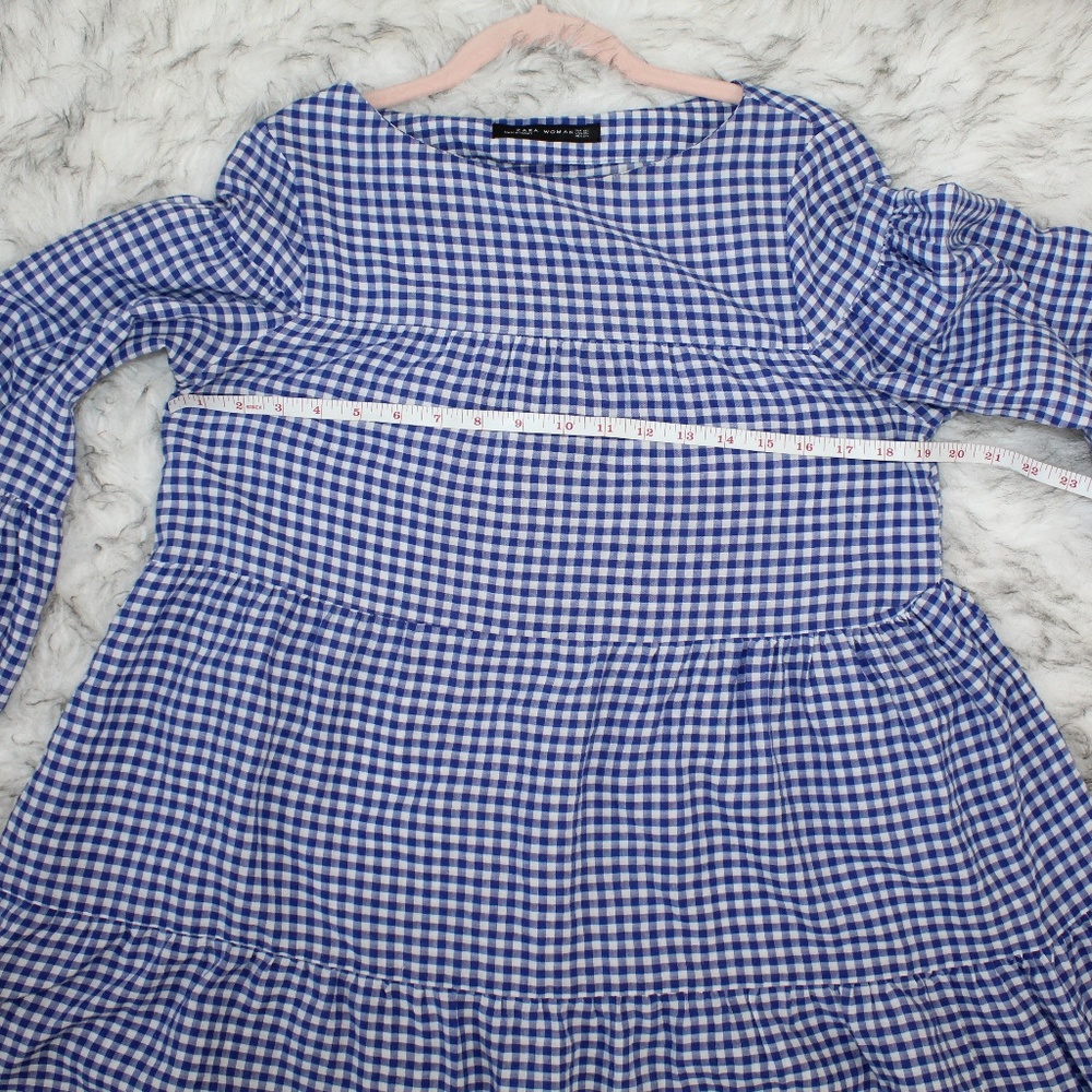 SOLD Zara Woman Gingham Bell Sleeve Dress - Picture 3 of 8